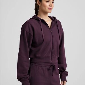 Beyond Yoga, LuxeFleece zip up hoodie, eggplant purple, XS, NWT